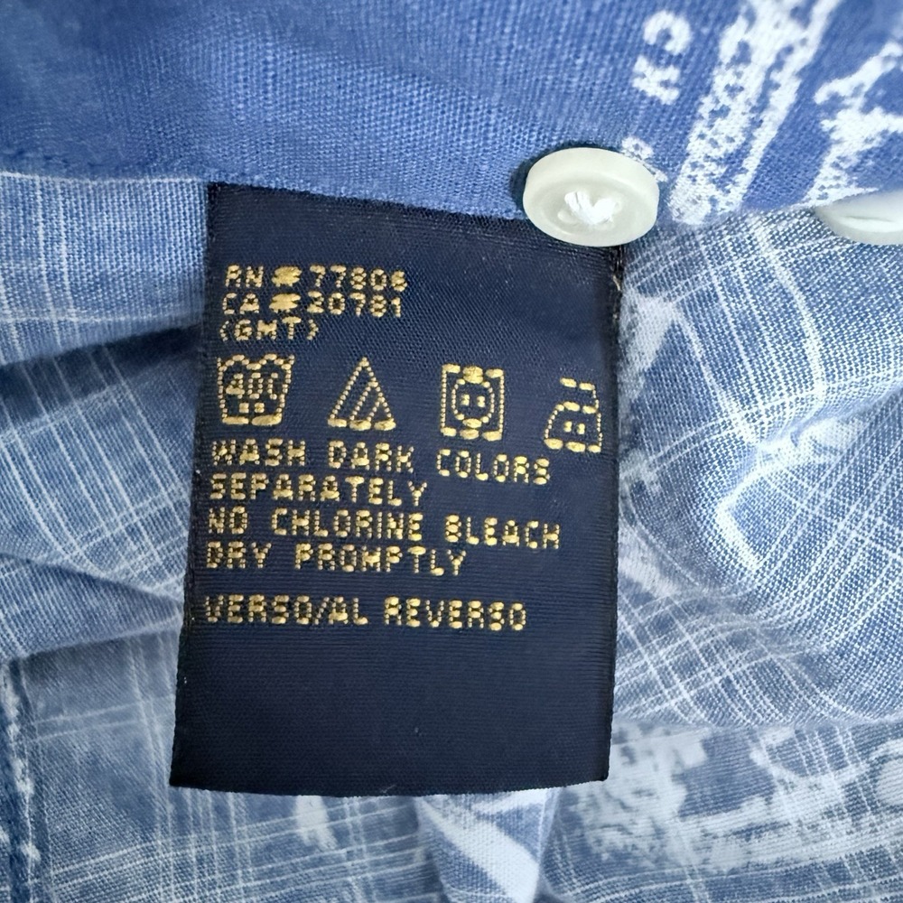 Vintage Tommy‎ Hilfiger S/S Button Down Shirt Mens M Blue Hawaiian 2002 US Open - Picture 7 of 11